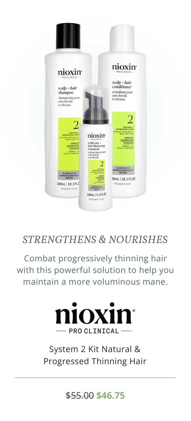 Nioxin System 2 Kit Natural & Progressed Thinning Hair, Reg. $55 | Sale $46.75