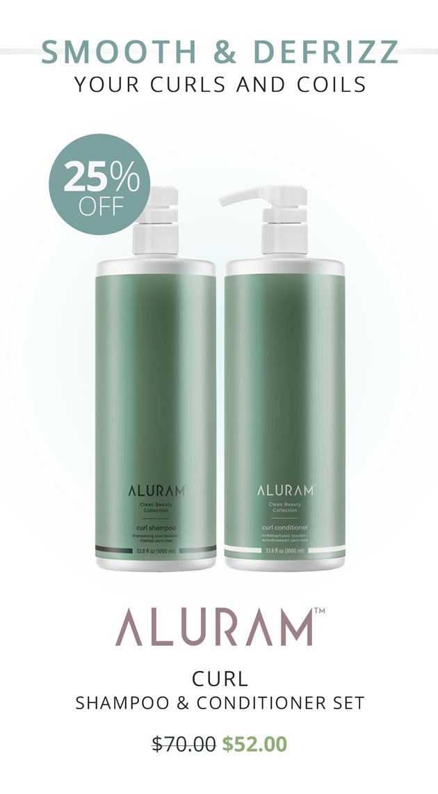 Smooth & Defrizz Your Curls & Coils | Aluram Curl Shampoo & Conditioner Set, Reg. $70 | Sale $52