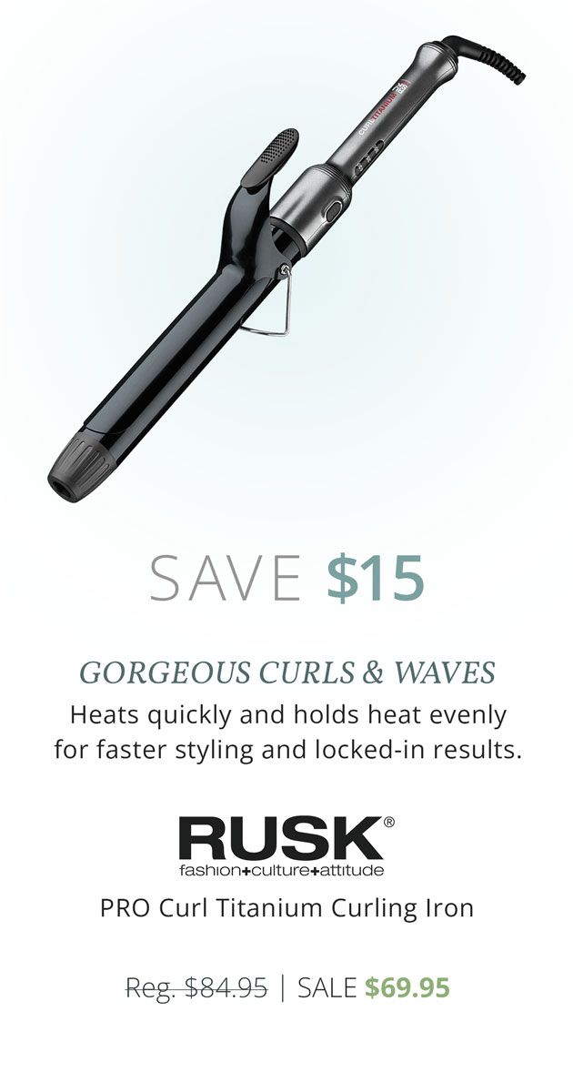 Save $15 Rusk PRO Curling Titanium Curling Iron - Reg. $84.95 | Sale $69.95