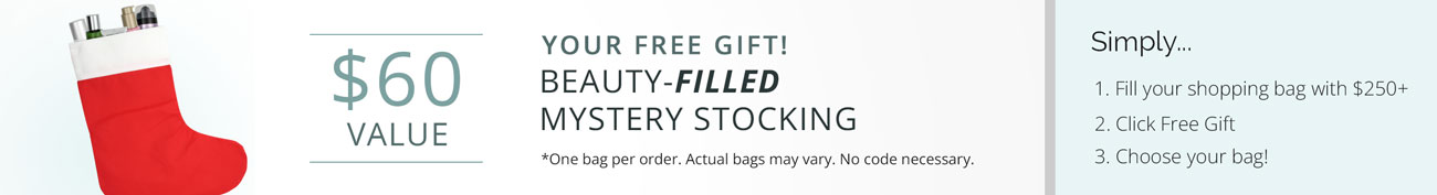 Free Beauty-Filled Mystery Bag with your next order! $60 Value