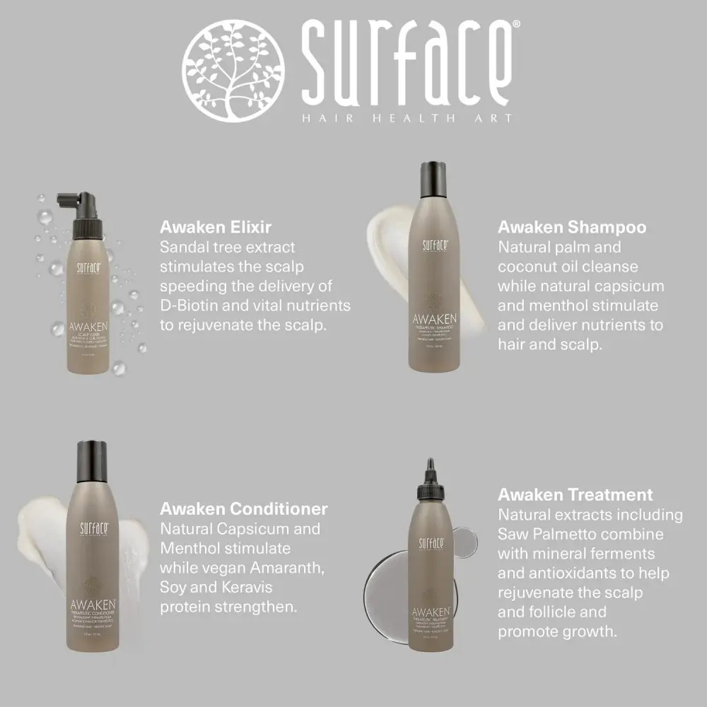 Surface awaken stimulate and revitalize for thinning selling hair set