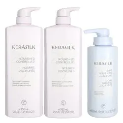 Kerasilk Smoothing Shampoo, Conditioner & Mask Trio - Liter