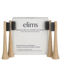 Elims Bamboo Electric Toothbrush Heads - Activated Charcoal